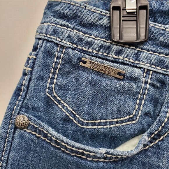 Rerock for Express Women's Medium Wash Low Rise Embellished Bootcut Jeans Sz 29 - Picture 2 of 9